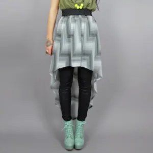 Abstract Striped High Low Skirt Optical Illusion asymmetrical sheer